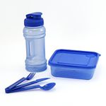 Set De Sandwichera Cuadrada, Pachón Y Cubiertos Azul Océano - Guateplast