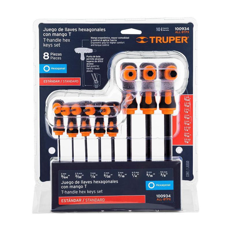 Juego De Llaves Allen Extralargas 8 Pzas - Truper