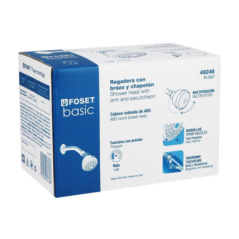 Ducha Fija Forma Cónica Acabado Cromado - Foset