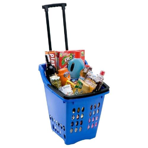 Canasta Plástica con Ruedas y Asa Extensible