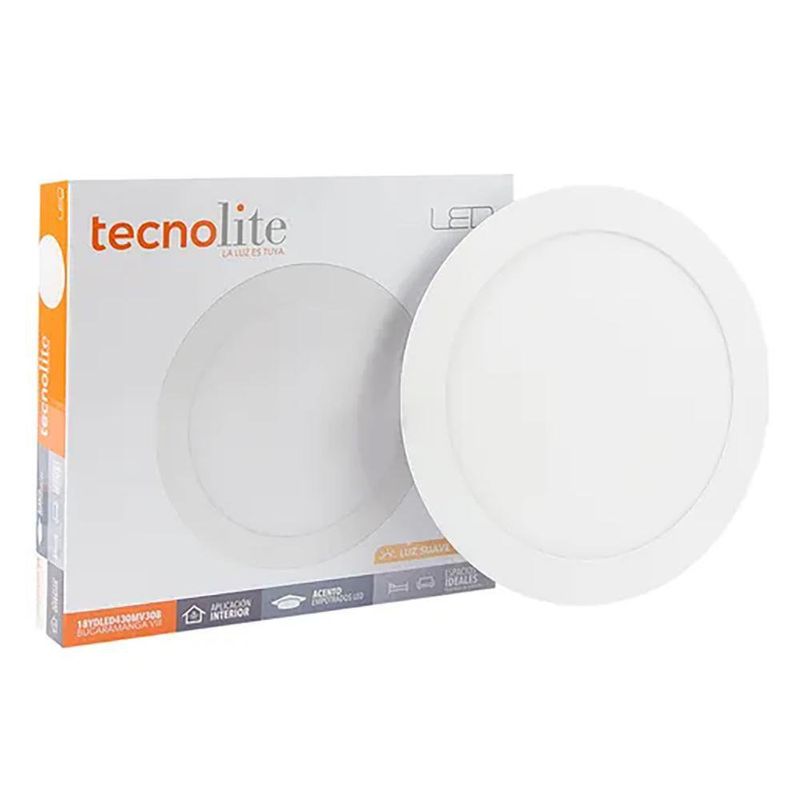 Lámpara Circular de Empotrar Blanca Cálida de 18 W - Tecnolite