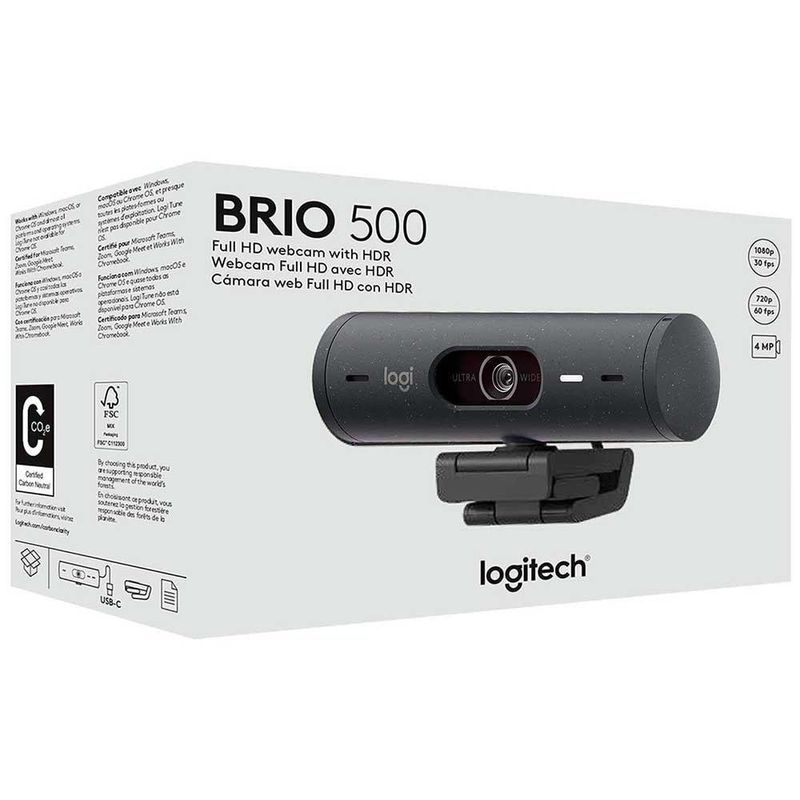 Cámara Web Full Hd Grafito Brio 500 De 1080 P - Logitech