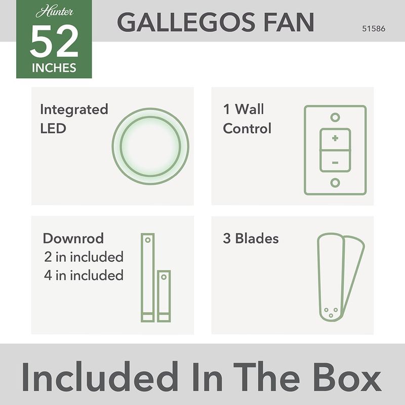 Ventilador Gallegos Plateado 52 Plg - Hunter Company