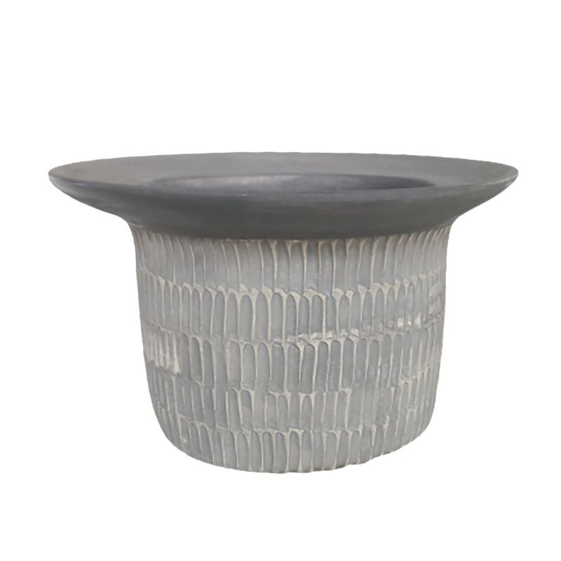 Florero Leo De Cerámica Artesanal Gris 15x9 Cm - Topis
