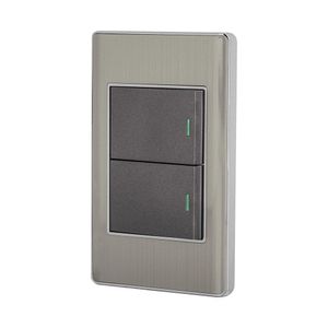 Switch Sencillo + Switch 3 Way Acero Lisboa 1.5 Módulos - Volteck