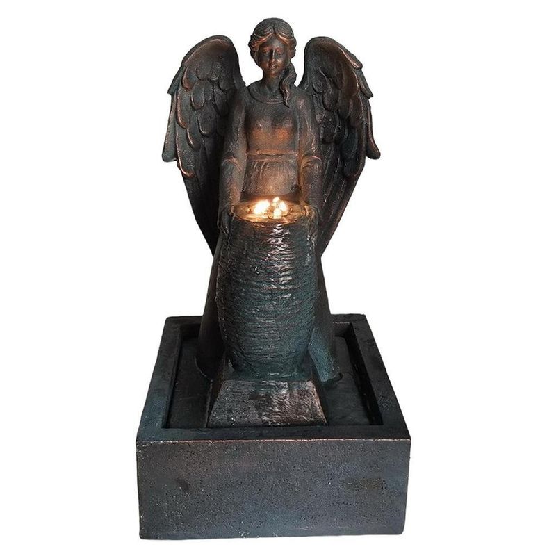 Fuente Con Luz Angel Marrón 19.5x20x38 Cm - Concepts
