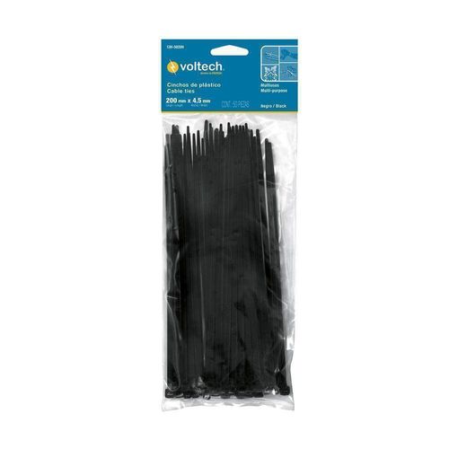 Cincho Estándar De 8 Plg Y 50 Lb Negro 50 Pzas - Volteck