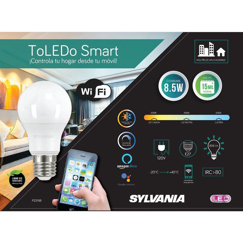 Bombilla Led Wifi A60 8.5W 120V 15000Hr - Sylvania