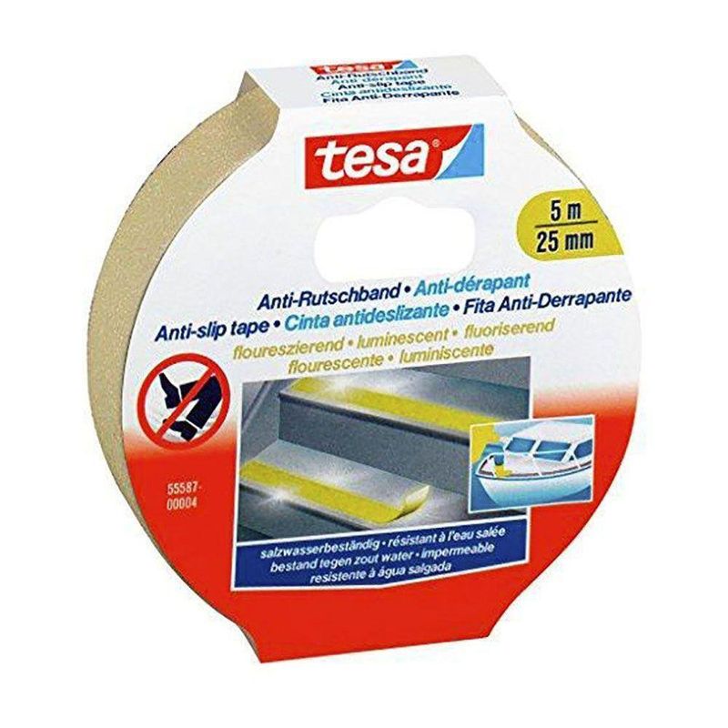 Cinta Antideslizante Tesa Fluorescente 5Mx25Mm