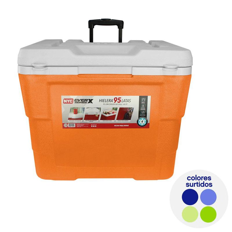 Hielera Rectangular con Rodos 64 L