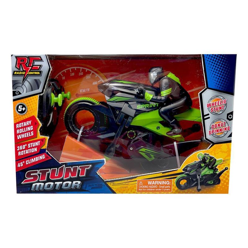 Moto A Control Remoto De Acrobacias Verde Y Negro - Koala Kids