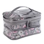 Set De 3 Cosmetiqueras Gris Flores - Viva Fresh
