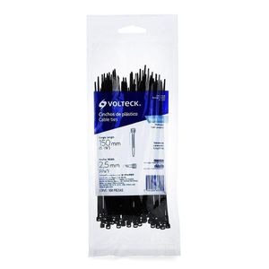 Cincho Estándar De 15 Cm Y 18 Lb Negro 100 Pzas - Volteck