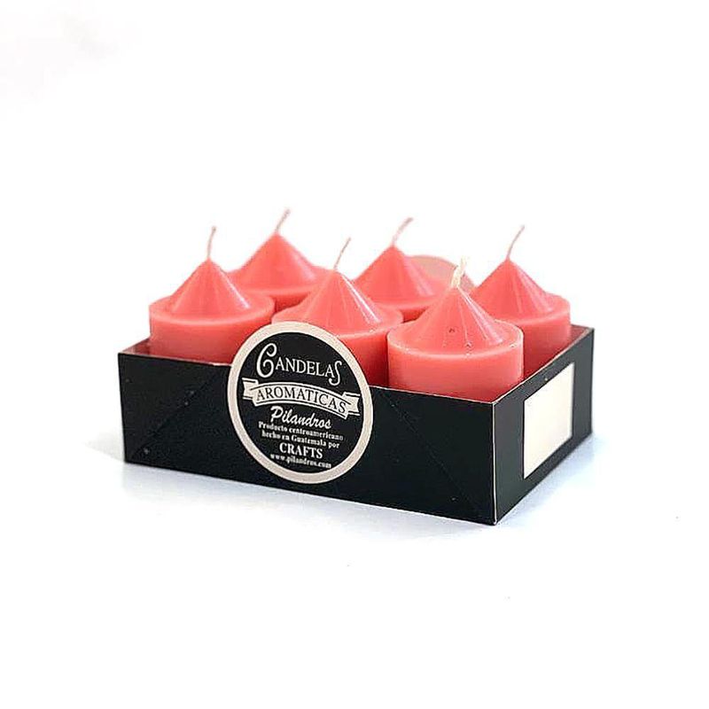 Set De 6 Velas Cilíndricas Votive Coral Aroma Lavanda - Pilandros