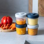 Set De 12 Contenedores De Comida + Cuchara Color Azul - Beaba