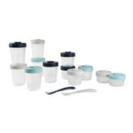 Set De 12 Contenedores De Comida + Cuchara Color Azul - Beaba