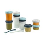 Set De 12 Contenedores De Comida + Cuchara Color Azul - Beaba