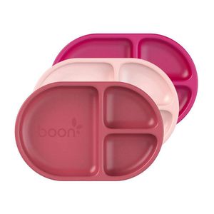 Set De 3 Platos Chow Rosa Con Divisiones - Boon