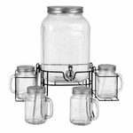 Dispensador de Bebida 8 Litros + 4 Vasos con Base Metálica
