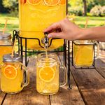 Dispensador de Bebida 8 Litros + 4 Vasos con Base Metálica