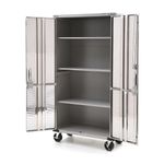 Gabinete de Acero Inoxidable con Ruedas y Puertas Tipo Persiana