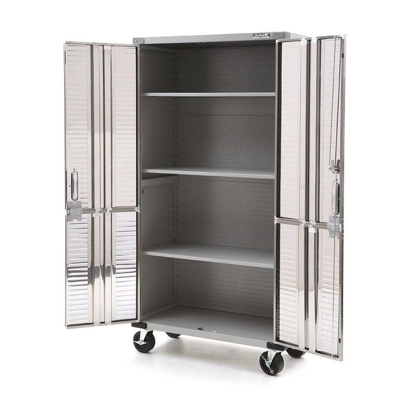 Gabinete de Acero Inoxidable con Ruedas y Puertas Tipo Persiana