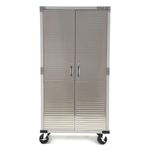 Gabinete de Acero Inoxidable con Ruedas y Puertas Tipo Persiana