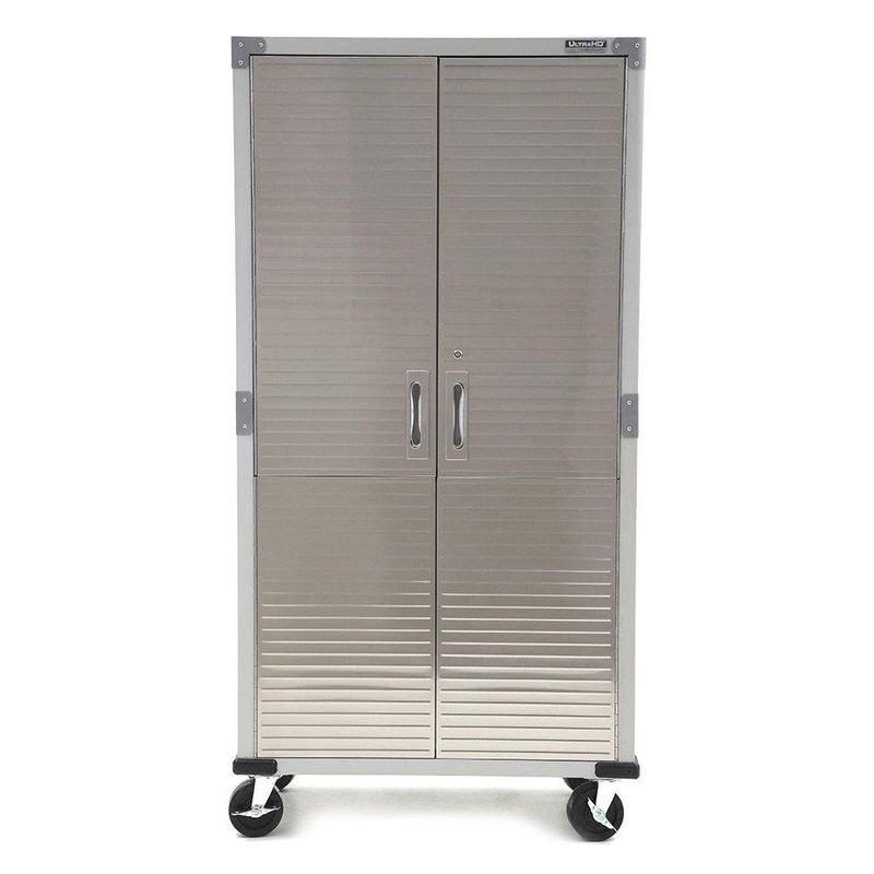 Gabinete de Acero Inoxidable con Ruedas y Puertas Tipo Persiana