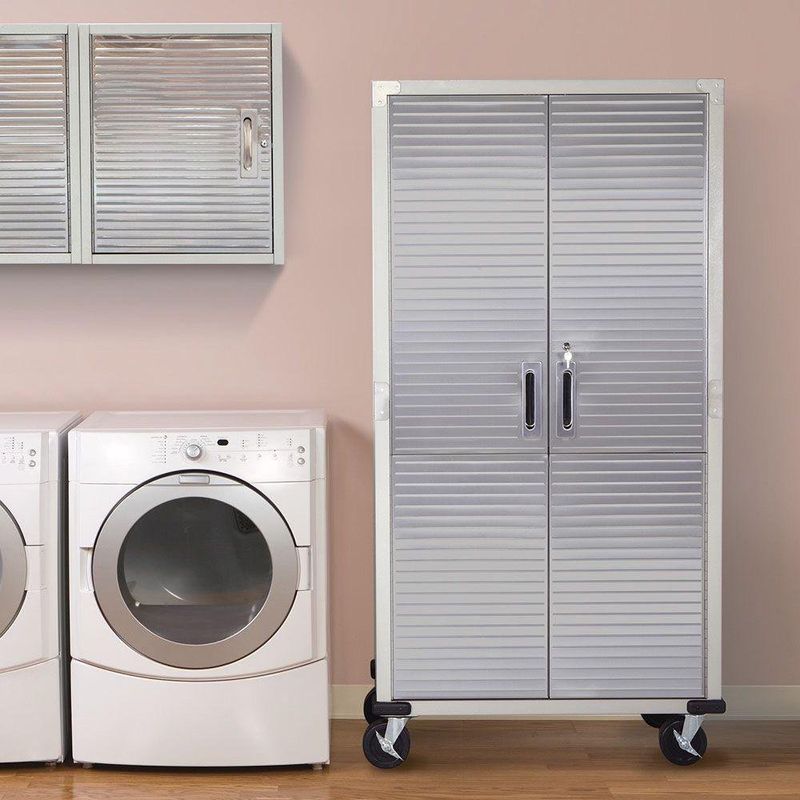 Gabinete de Acero Inoxidable con Ruedas y Puertas Tipo Persiana