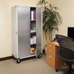 Gabinete de Acero Inoxidable con Ruedas y Puertas Tipo Persiana