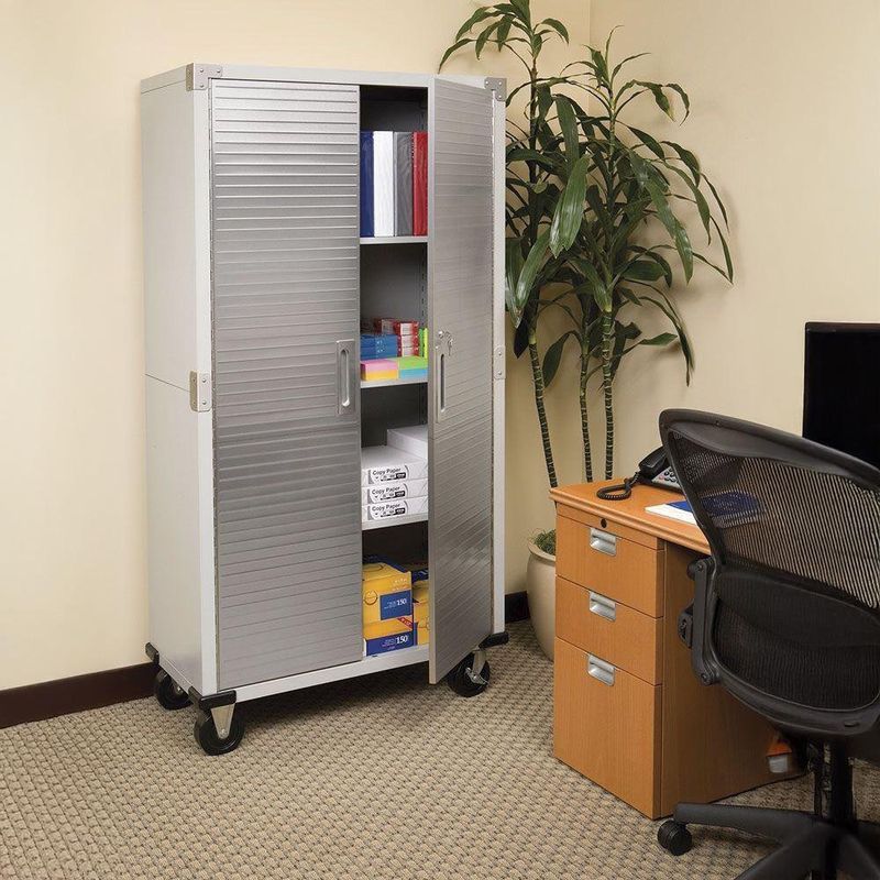 Gabinete de Acero Inoxidable con Ruedas y Puertas Tipo Persiana