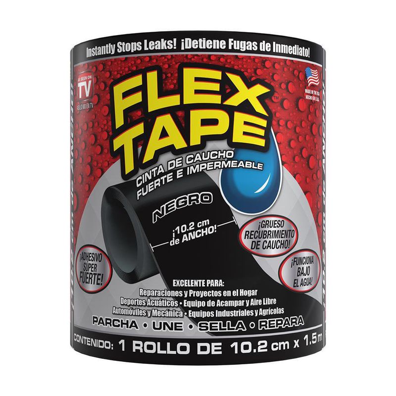 Flex Tape Cinta De Caucho Fuerte E Impermeable Negra