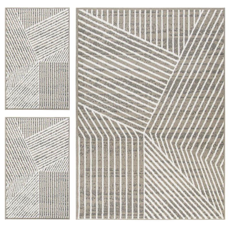 Combo Alfombra Líneas Norway 133X190 + 2 De 57X90 Cm - Viva