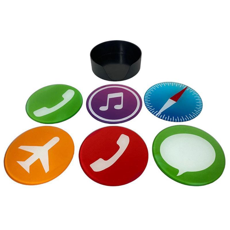 Set De 6 Porta Vasos Redondos Con Base Diseño Apps - Concepts