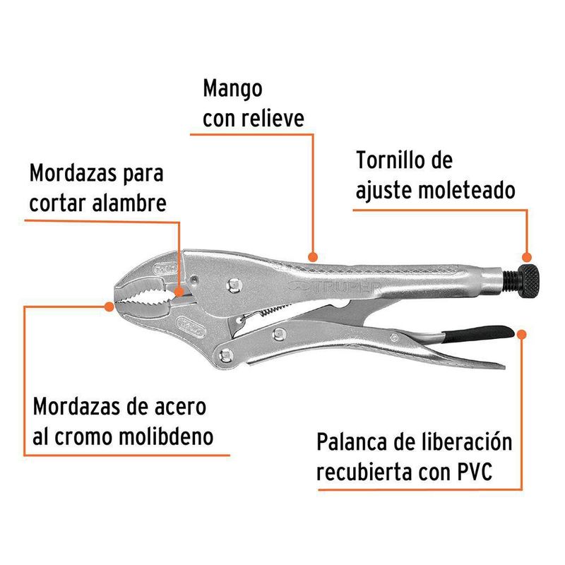 Alicate De Presión Mordaza Curva 10 Plg - Truper