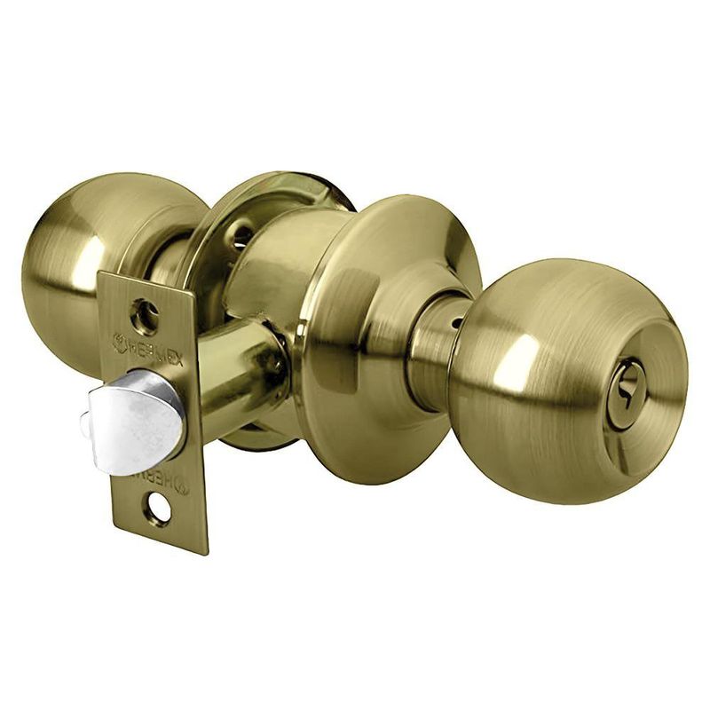 Cerradura Cilindro Esfera Dormitorio Latón Brillante
