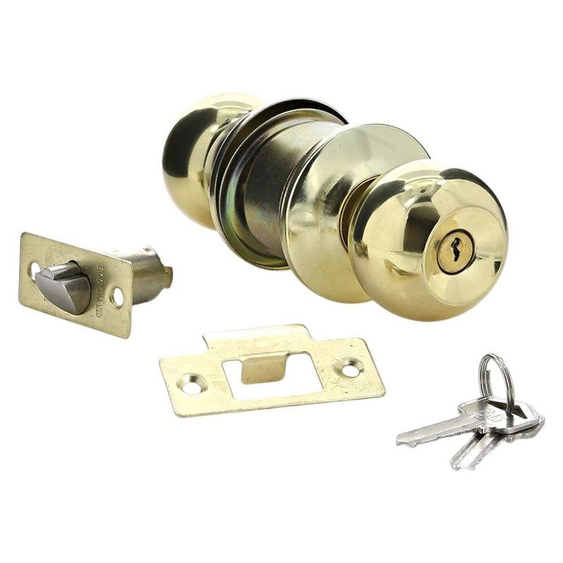 Cerradura Cilindro Esfera Dormitorio Latón Brillante