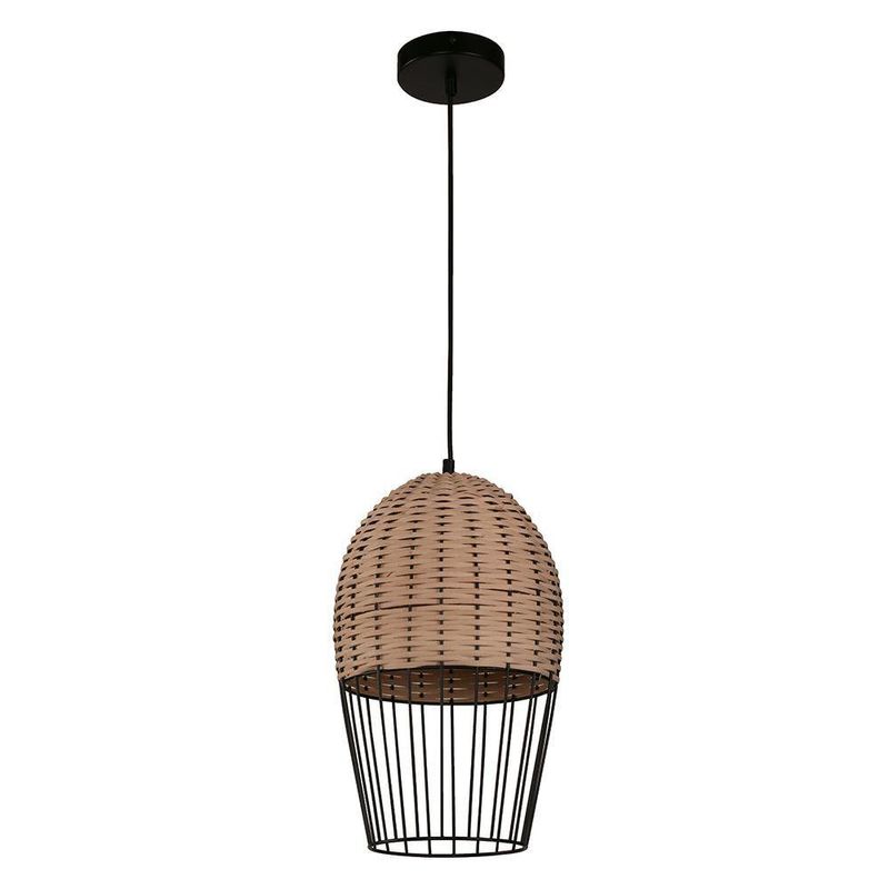 Lámpara Colgante Negra Y Café 1 Luz De 40 W - Zlumini