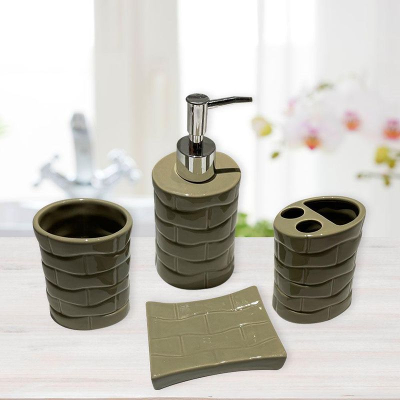 Set de Baño 4 Piezas Beige de Cerámica - Viva