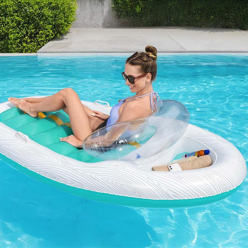 Camastro Inflable con Respaldo y Portavasos Diseño Yate Vacacional