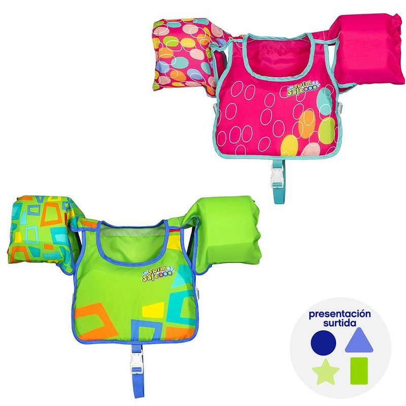 Chaleco Flotador Natación Infantil con Brazitos Integrados Diseños Surtidos