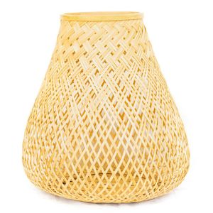 Florero con Estructura Tejida de Bambú