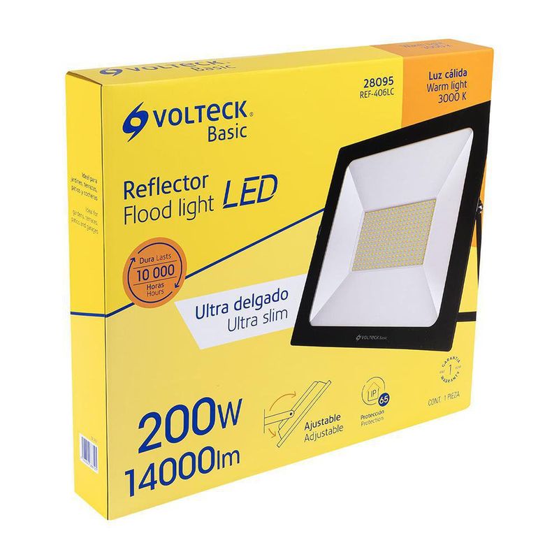 Reflector Ultra Delgado LED Luz Cálida 200 W – Volteck