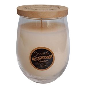 Vela con Aroma a Vainilla Beige y Tapa de Madera