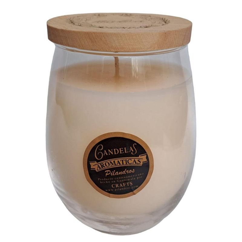 Vela Con Aroma A Vainilla Beige Y Tapa De Madera - Pilandros