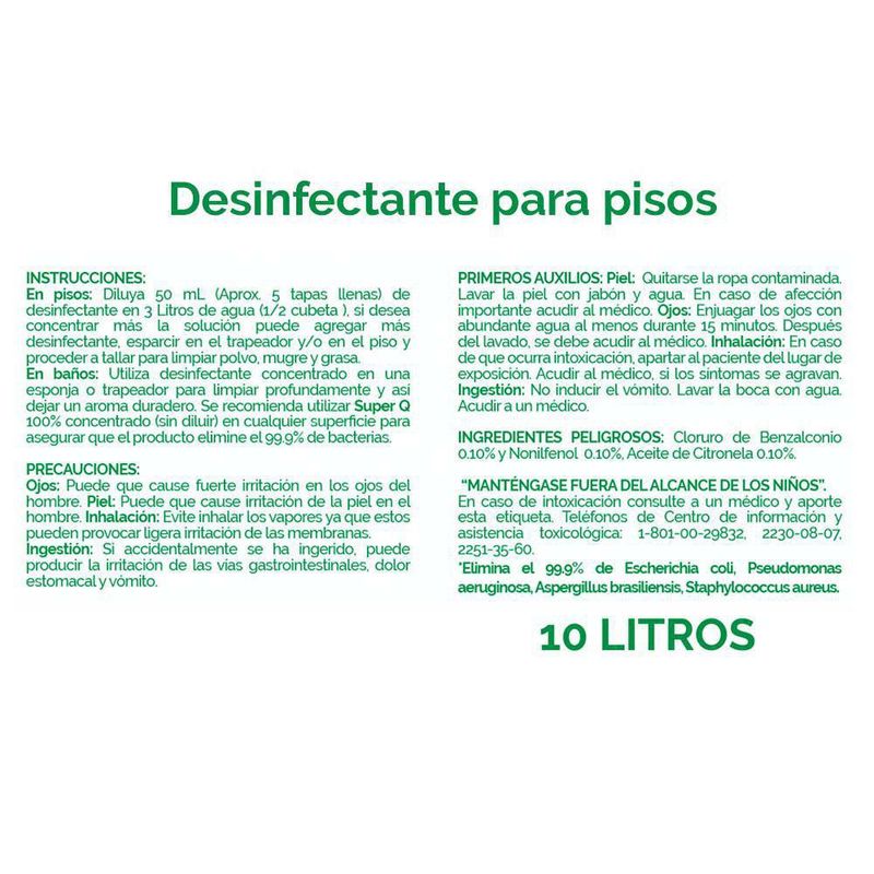 Desinfectante Multiuso 10 L Citronela - Super-Q