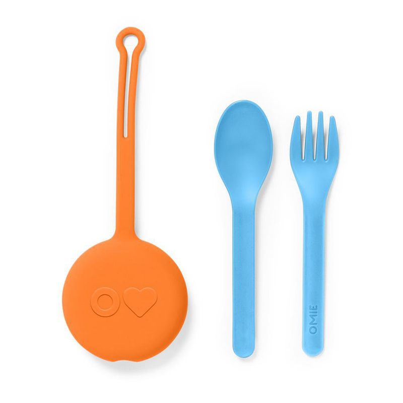 Set De 3 Utensilios Bento Para Comida Omiepod Naranja Y Celeste - Omie Life