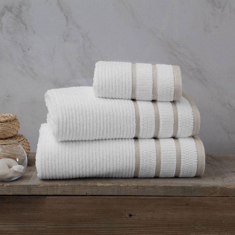 Toalla De Manos 40X76 Cm Blanco Y Beige - Viva