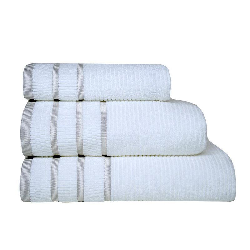 Toalla De Manos 40X76 Cm Blanco Y Beige - Viva