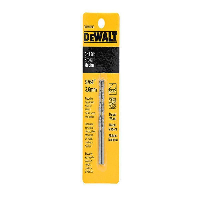 Broca Metal 9/64 Plg Hss Mandril 3/8 Plg - Dewalt